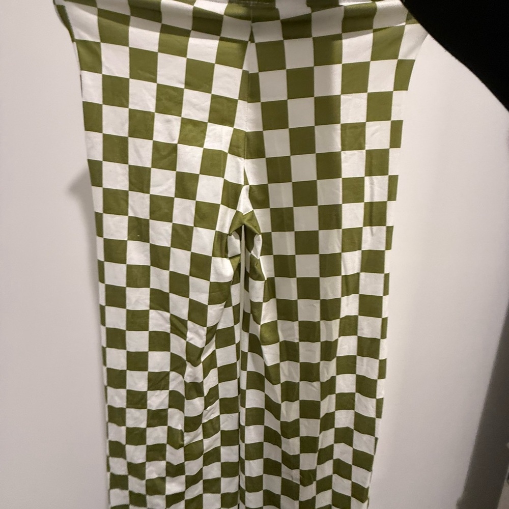 Green and White NEW Checkered Pants